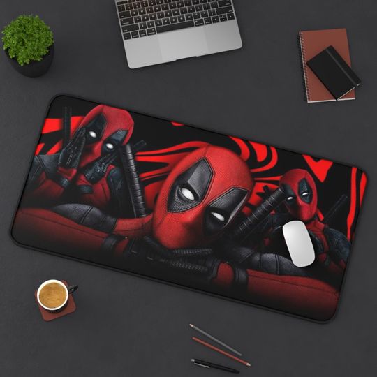 Deadpool Inspired Desk Mat - Gaming Accessories, Home Office Decor, Gifts for Gamers, Marvel Merchandise, Fun Workspace
