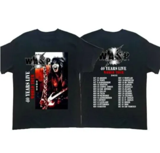 HOT W.A.S.P Wasp 40 Years Live World Tour 2022 Shirt