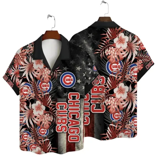Discover Chicago Cuubs Tropical Red Floral Summer Aloha Unisex Hawaiian Shirt, Gift for Fan