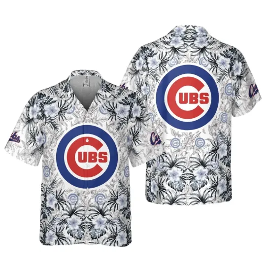 Discover Chicago Cuubs Monochrome Tropical Summer Aloha Unisex Hawaiian Shirt, Gift for Fan