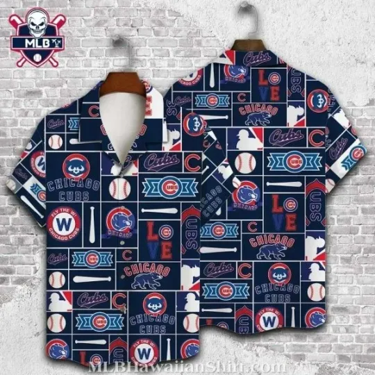 Discover Bold Chicago Cuubs Love And Baseball Navy Hawaiian Shirt, Gift for Fan