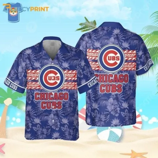 Discover Chicago Cuubs Major Leaguuee Baseball Print Flower Pattern Hawaiian Shirt, Gift for Fan