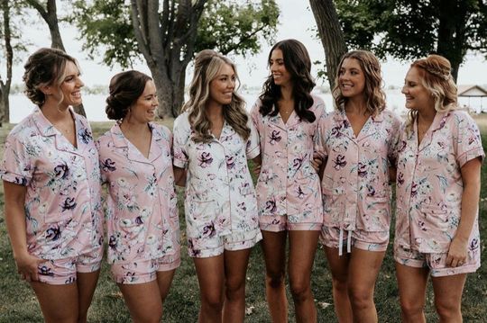 Discover Floral Bridesmaid PJ Sets / Pajama Shorts Set /Bridesmaid Pajama / Bridesmaid Gifts /Getting Ready Pajamas /Jersey Pjs/Bridesmaid Pyjamas