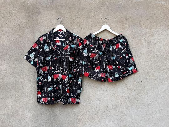 Christmas Pajama Shorts: Indian  Family PJs