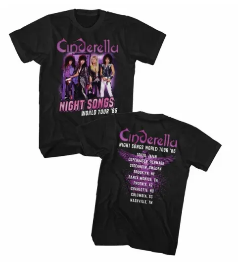 Cinde Night Songs Tour Black Adult T-Shirt