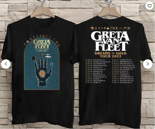 2022 Greta Van Fleet Dreams In Gold Tour T-Shirt