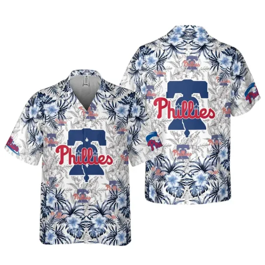 Philadelphia Baseball Liberty Bell Floral Summer Aloha Unisex Hawaiian Shirt, Gift for Fan