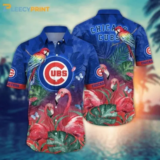 Discover Chicago Cubs MLB Hawaiian Shirt Pool Days Flamingo Parrot Hawaiian Shirt