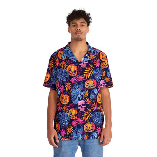 Discover Bright Summerween Hawaiian Shirt - Fun Jack-O-Lantern Design for a Spooky Summer