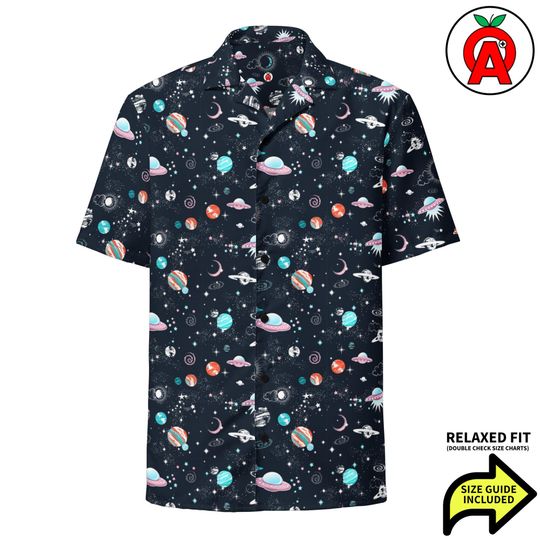Solar System Premium Button-Up Shirt - Space Lovers Stargazers Science Enthusiasts Halloween Birthday Hawaiian Up - Cosmic Journey Shirt