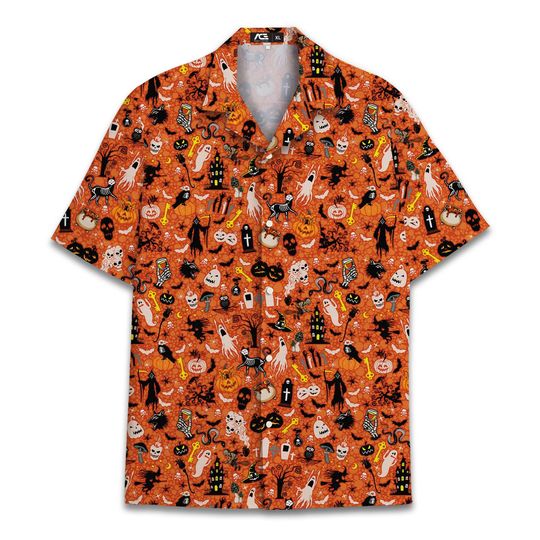 Discover Halloween Hawaiian Shirts For Mens Hawaiian Shirt Button Down Skull Witch Shirt Happy Halloween Shirt for Men