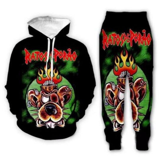 Discover RATOS DE PORAO Rock Funny 3D Print Fashion Tracksuits Crewneck hoodie Joggers