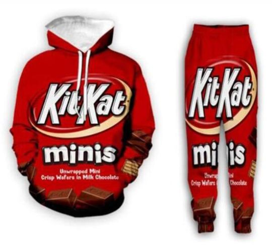 Discover Kitkat Funny 3D Print Fashion Tracksuits Crewneck Hoodie Hip Hop Joggers