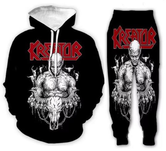 Kreator Funny 3D Print Fashion Tracksuits Crewneck hoodie Joggers