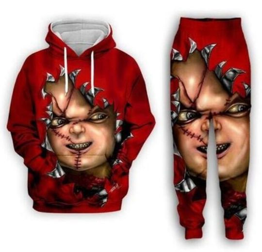 Halloween Horror Movie Chucky Funny 3D Print Fashion Tracksuits Crewneck Hoodie Joggers