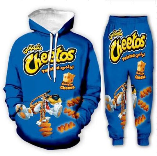 Discover Letter cheetos Funny 3D Print Fashion Tracksuits Crewneck Couple hoodie Joggers
