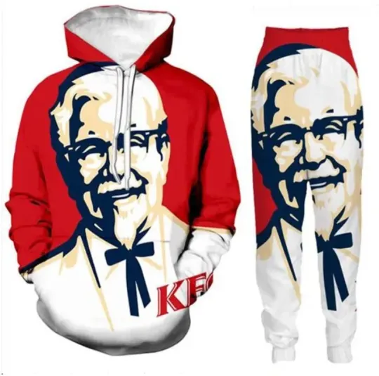 Discover KFC Colonel Funny 3D Print Fashion Tracksuits Crewneck hoodie Hip Hop Sweatshirt