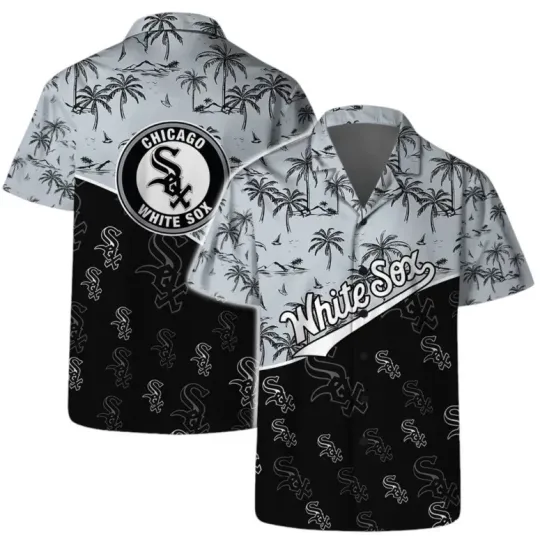 Chicago WhitteSox Team Logo Palm Leaf Pattern Hawaiian Shirt Unisex, Gift for Fan