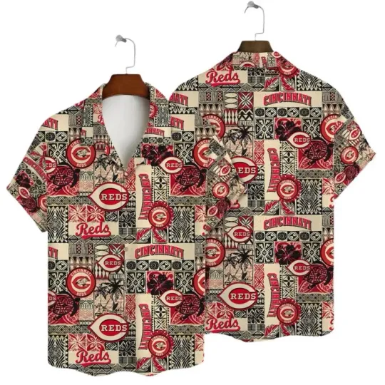 Discover Cincinnati Baseball Vintage Patchwork Hawaiian Shirt Summer Aloha, Gift for Fan