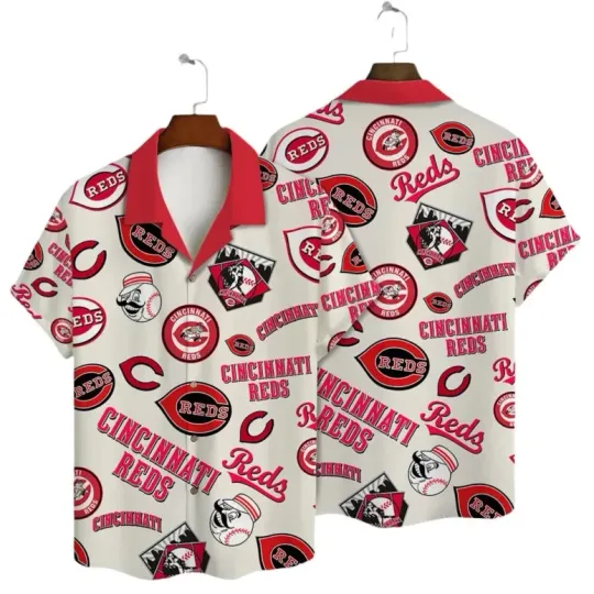 Discover Cincinnati Baseball Retro Logos Hawaiian Shirt Summer Aloha, Gift for Fan