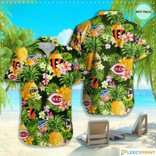 Discover Cincinnati Baseball Cincinnati Bengals Cincinnati Reds Hawaiian Shirt, Gift for Fan