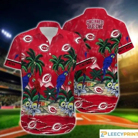 Discover Cincinnati Baseball Parrot Island Hawaiian Shirt, Cincinnati Reds Hawaiian Shirt