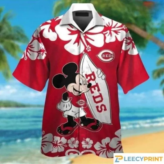Discover Cincinnati Baseball Cute Mickey Mouse Hawaiian Shirt, Cincinnati Reds Hawaiian Shirt