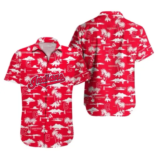 Discover Cleveland Baseball Navy Sketch Hawaiian Shirt Summer Aloha, Gift for Fan