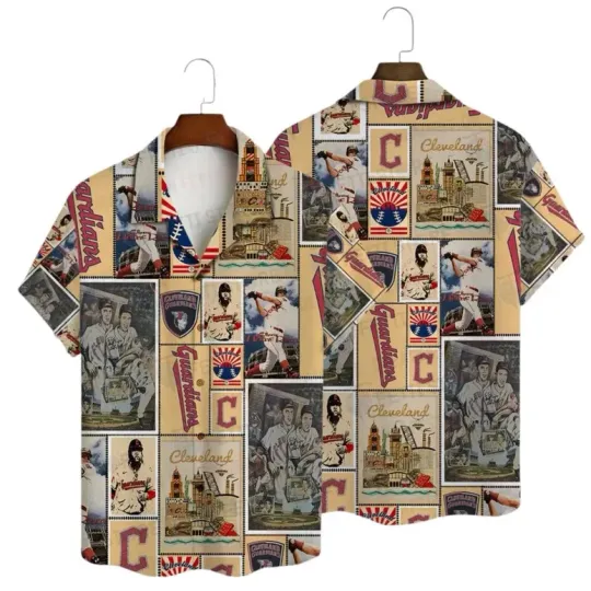 Discover Cleveland Baseball Vintage Collage Hawaiian Shirt Summer Aloha, Gift for Fan