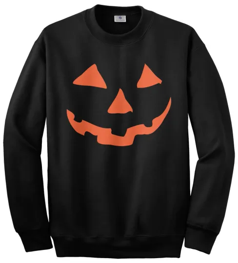 Discover Orange Halloween Pumpkin Face Unisex Sweatshirt Costume