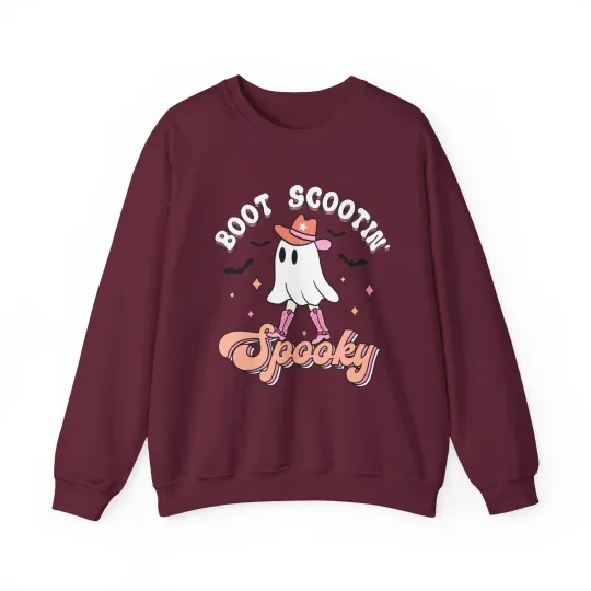 Discover Boot Scootin' Spooky Ghost Halloween Sweatshirt, Spooky Season, Fall Sweatshirt