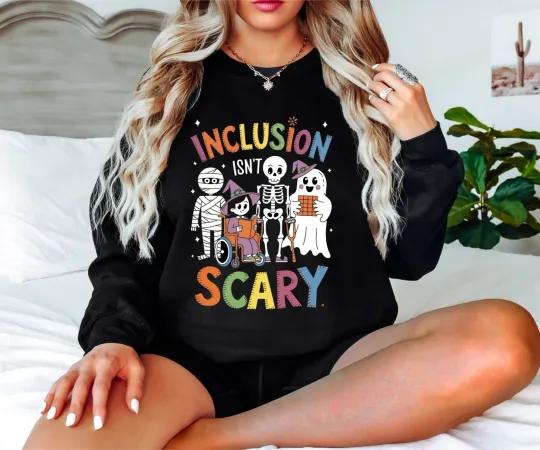 Discover Inclusion Isn't Scary Halloween Crewneck - Halloween Sped Teacher Shirt