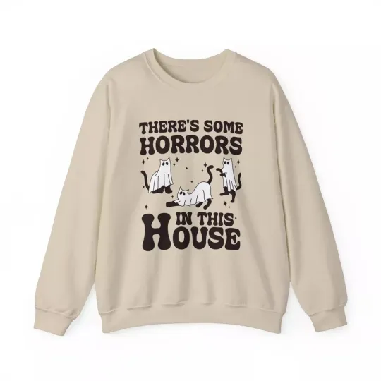 Discover Funny Black Cat Ghost Halloween Sweatshirt, Halloween Shirt, Black Cat Shirt