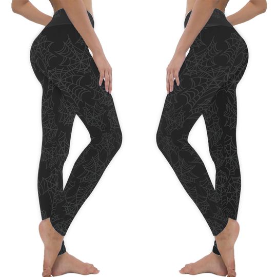 Elegant Spiderweb Halloween Gothic High Waisted Yoga Leggings (AOP)