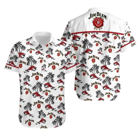Jim Beam Hawaiian Shirt, Alcohol Hawaii Shirt, Jim Beam Button Shirt, Jim Beam Tropical Shirt, Whisky Shirt, Beach Shirt, Gift For Him