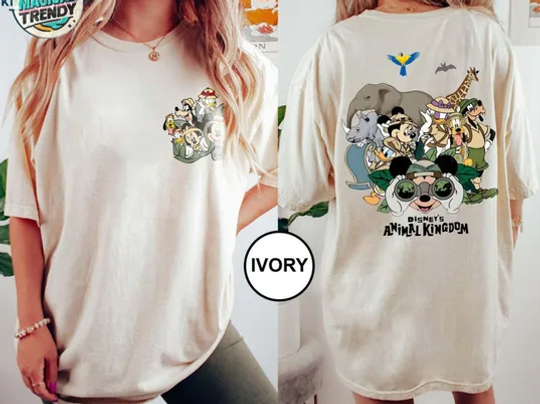 Discover Mickey and Friends Safari Comfort Colors 2 Sided Shirt, Disney Family Safari Trip Shirt