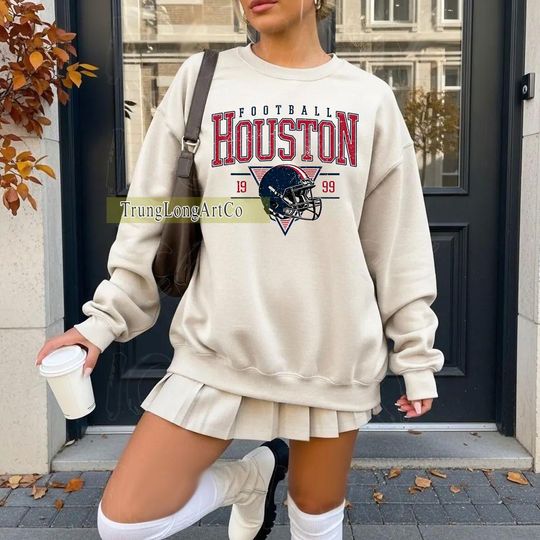 Vintage Houston Football Team Sweatshirt, Game Day Sweatshirt, Football Fan Gift