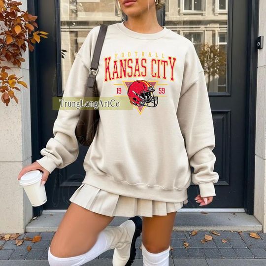 Discover Vintage Kansas City Football Team Sweatshirt, Game Day Sweatshirt, Football Fan Gift