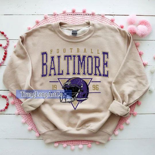 Discover Vintage Baltimore Football Sweatshirt, Football Fan Gift, Game Day Sweatshirt