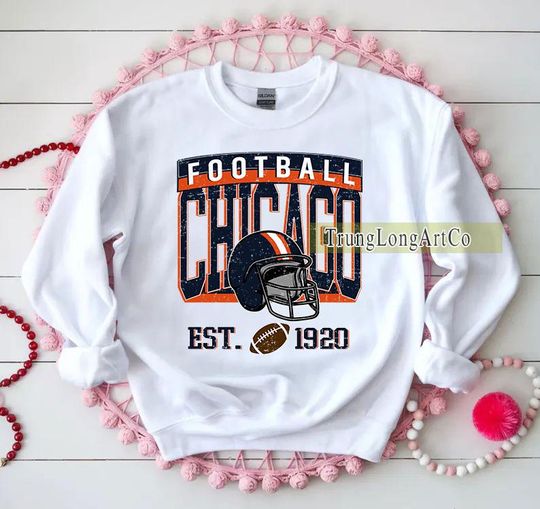 Discover Vintage Chicago Football Sweatshirt, Football Fan Gift, Game Day Sweatshirt