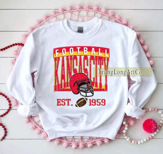 Discover Vintage Kansas City Football Sweatshirt, Football Fan Gift, Game Day Sweatshirt