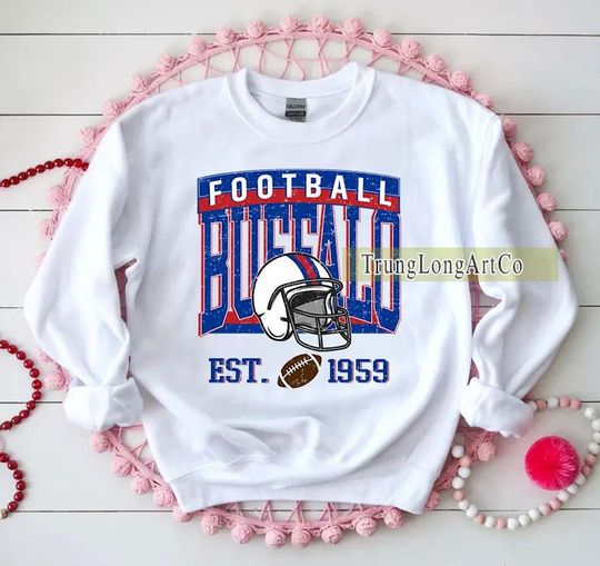 Discover Vintage Buffalo Football Sweatshirt, Football Fan Gift, Game Day Sweatshirt