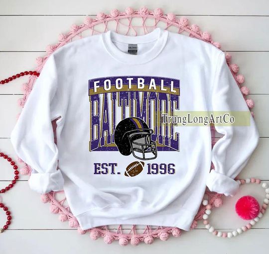 Discover Vintage Baltimore Football Sweatshirt, Football Fan Gift, Game Day Sweatshirt