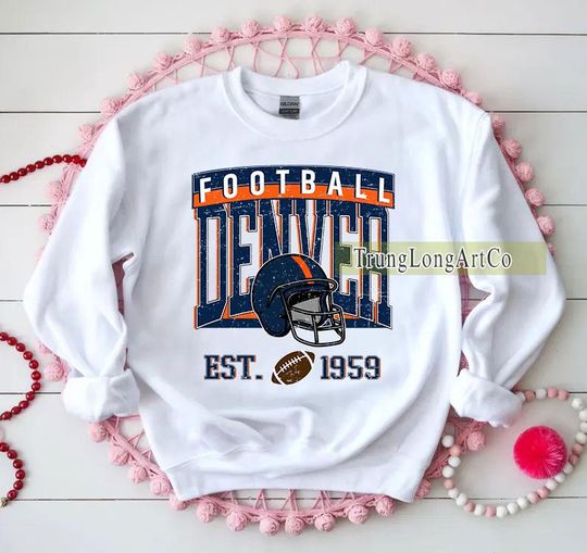 Discover Vintage Denver Football Sweatshirt, Football Fan Gift, Game Day Sweatshirt