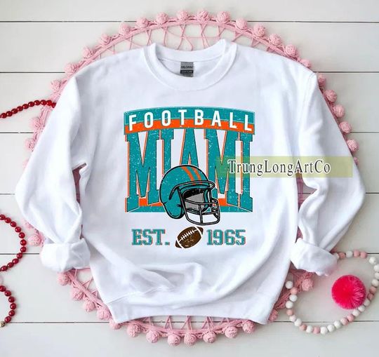 Discover Vintage Miami Football Sweatshirt, Football Fan Gift, Game Day Sweatshirt