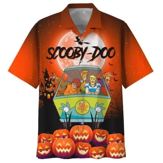 Scooby Doo Hawaiian Shirt Scooby Doo Halloween Pumpkins Orange Hawaii Shirt Cute