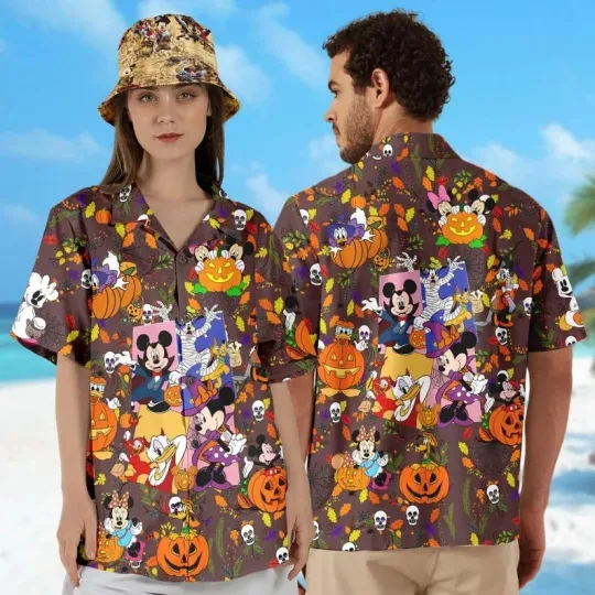 Discover Funny Mickey & Friends Happy Halloween Party Spooky Season Hawaiian Shirt