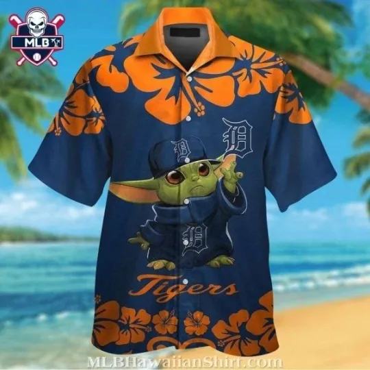 Discover Baby Yoda Hibiscus Flower Detroit Tigers Hawaiian Shirt Size S-5XL