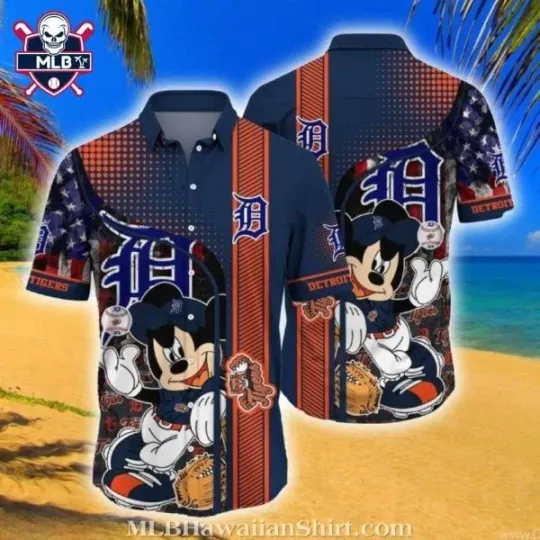 Detroit Tigers Hawaiian Shirt With Cool Mickey Player Graphic Size S-5XL