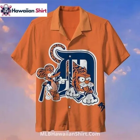 Discover Cartoon Tiger And D Logo Detroit Tigers Hawaiian Shirt Size S-5XL